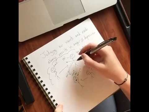 Drawing a page in new illustrated book about depression and anxiety