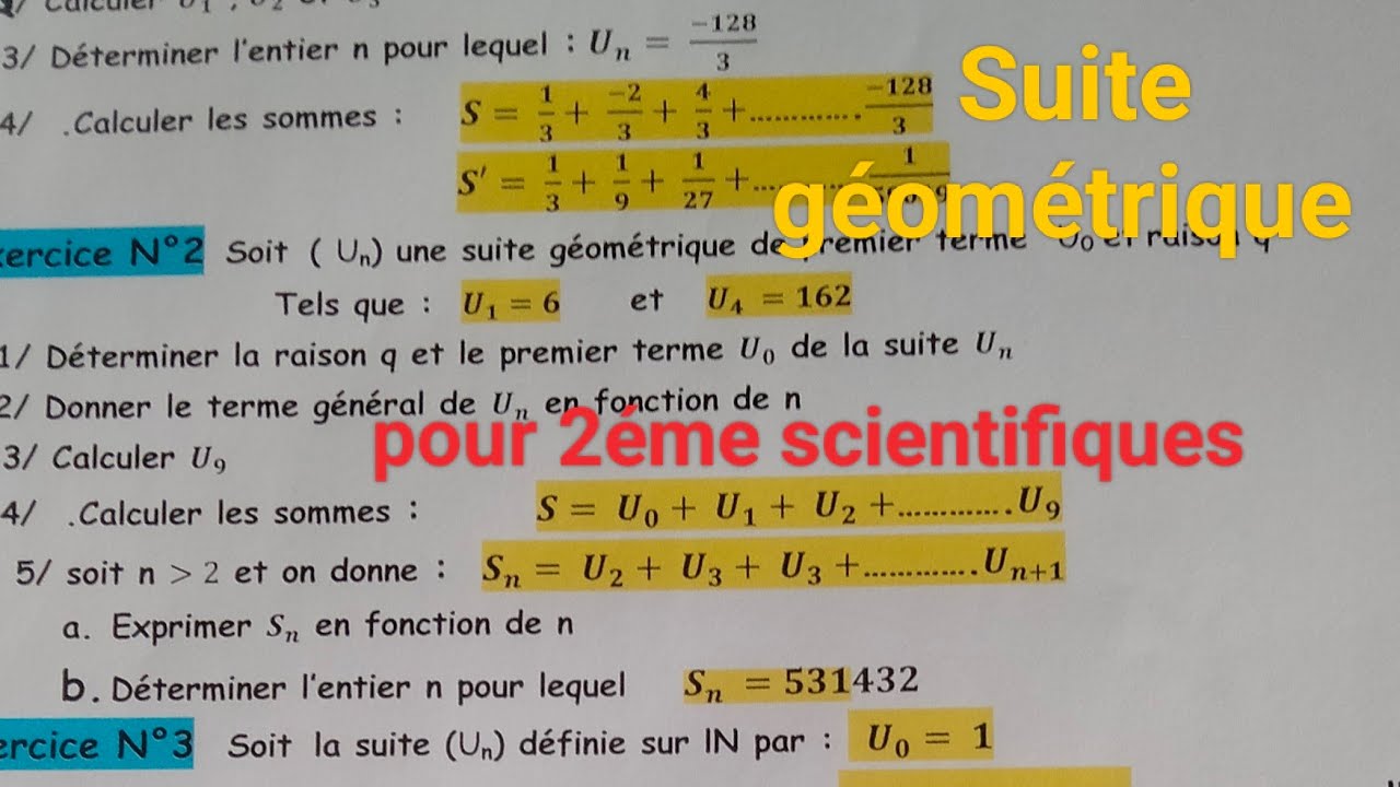 pour 2éme scientifiques correction de l'exercice N2 Suites gèomètriques