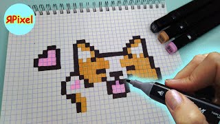 Как нарисовать по клеточкам СОБАКУ #pixelart #103 #dog