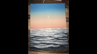 sunset ocean tutorial beginners acrylic painting