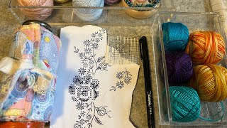 Feed Sack Snippet Rolls & Vintage Embroidery - Cross Stitch on Waste Canvas💕