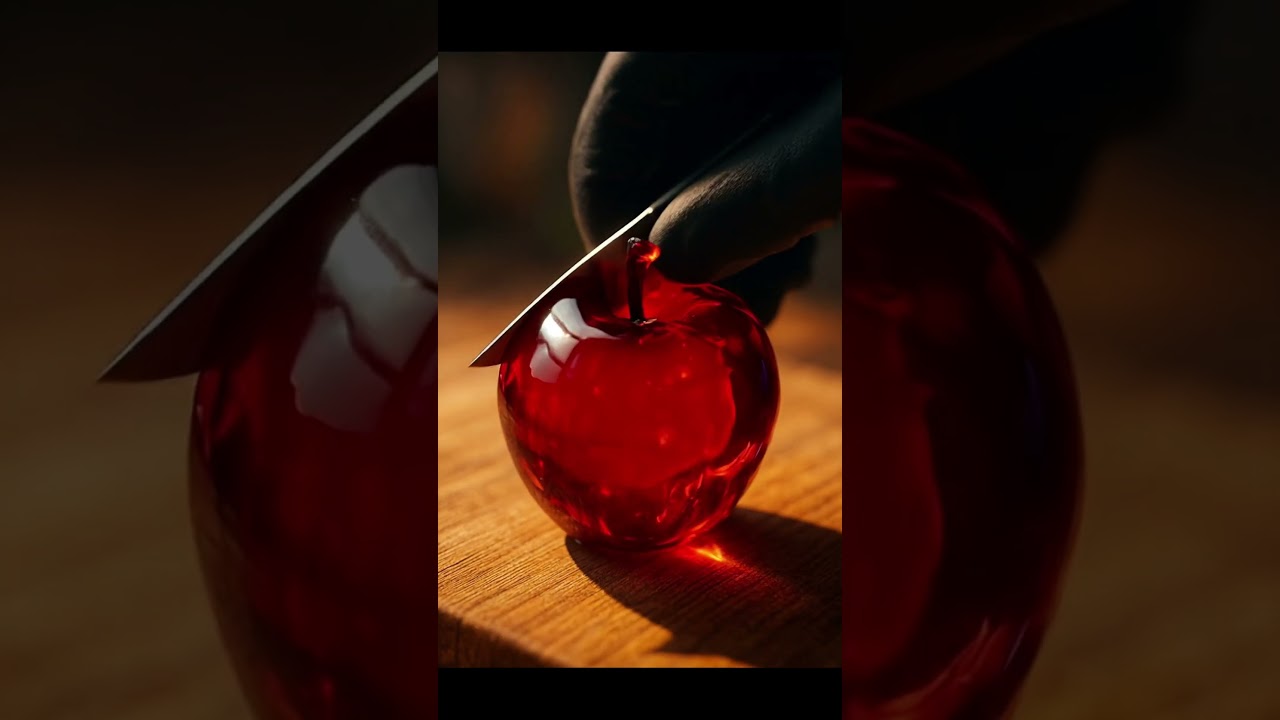 Cutting Glass Fruits Apple ASMR Video 