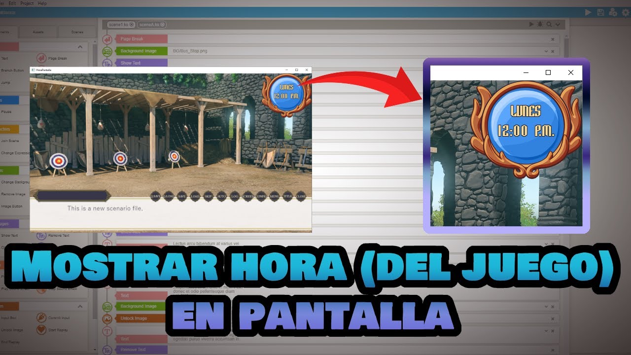 Mostrar hora (no real) en pantalla | Tutorial de Tyranobuilder en ...