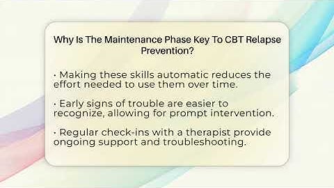 Why Is The Maintenance Phase Key To CBT Relapse Prevention? - CBT Toolkit