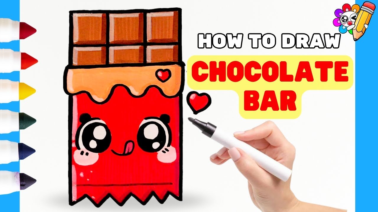 How to Draw Chocolate Bar Easy for Kids and Toddlers | Chocolate Draw Easy Step by Step | MICHIBI