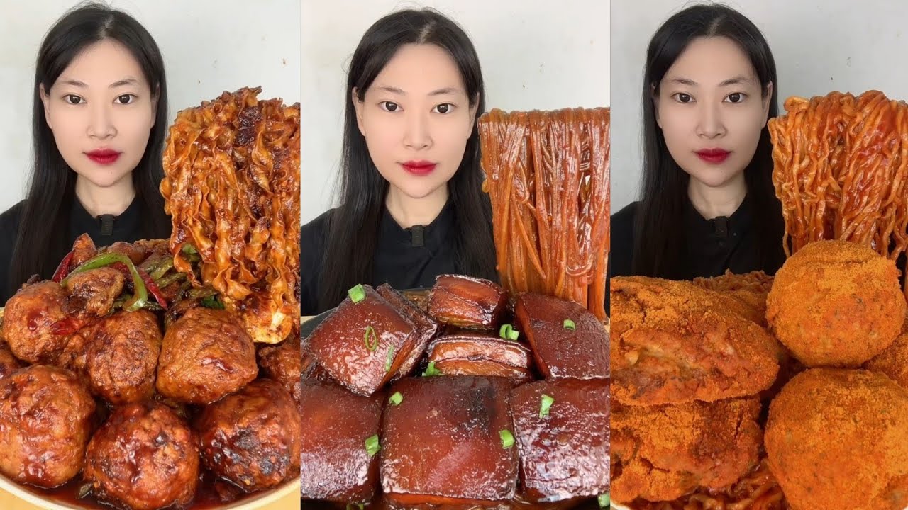 Yummy #01:Eat spicy 🥵 7 meatball 🧆 braisesd pork belly noodle 🍜