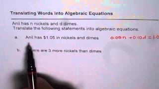Write Equation and Solve Linear System for Money Value Nickels and Dimes