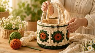 Granny Bloom Crochet Basket Pattern PDF | Beginner Friendly Floral Storage Basket Tutorial