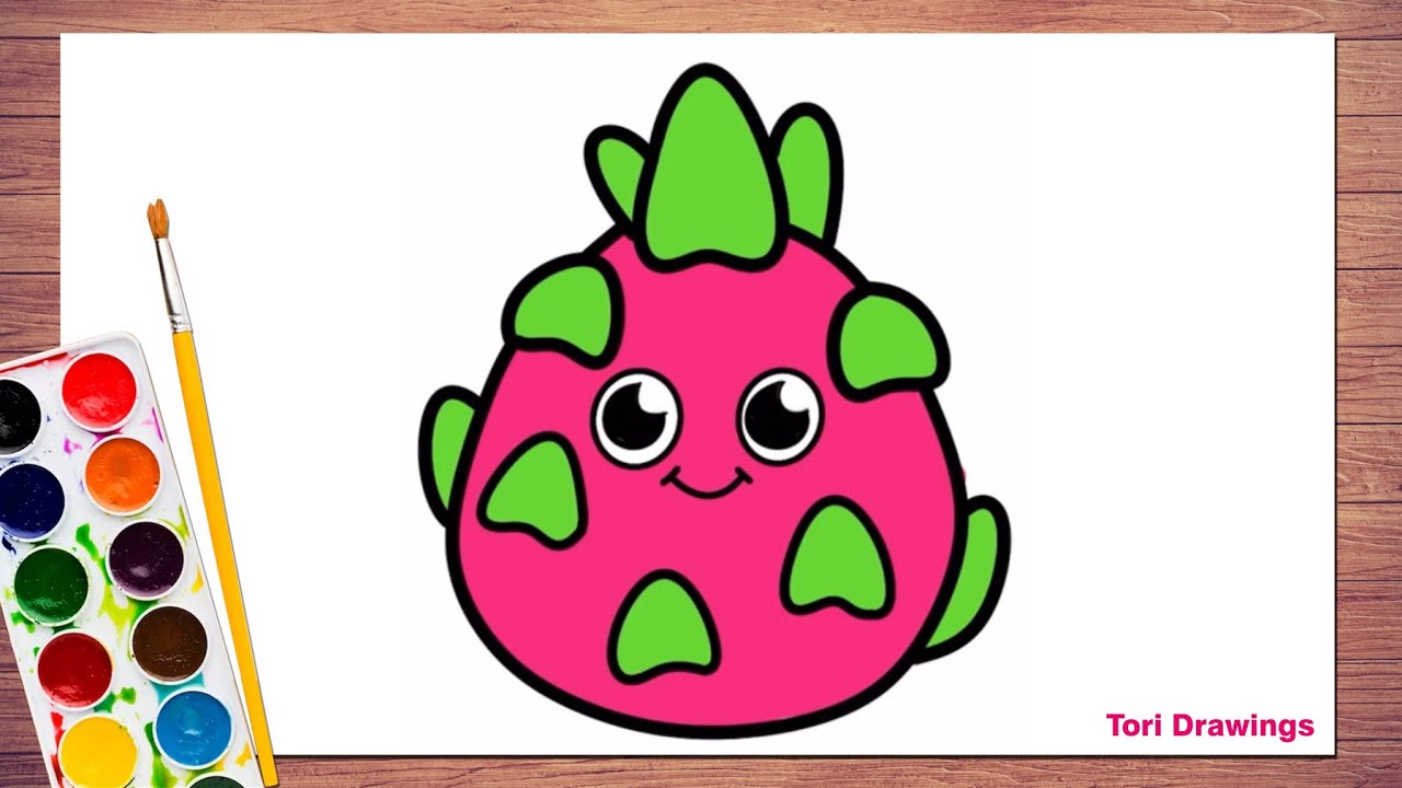 How to Draw Dragon Fruit | Dragon Fruit Drawing Easy in 5 Steps | Learn to Draw in 5 Simple Steps