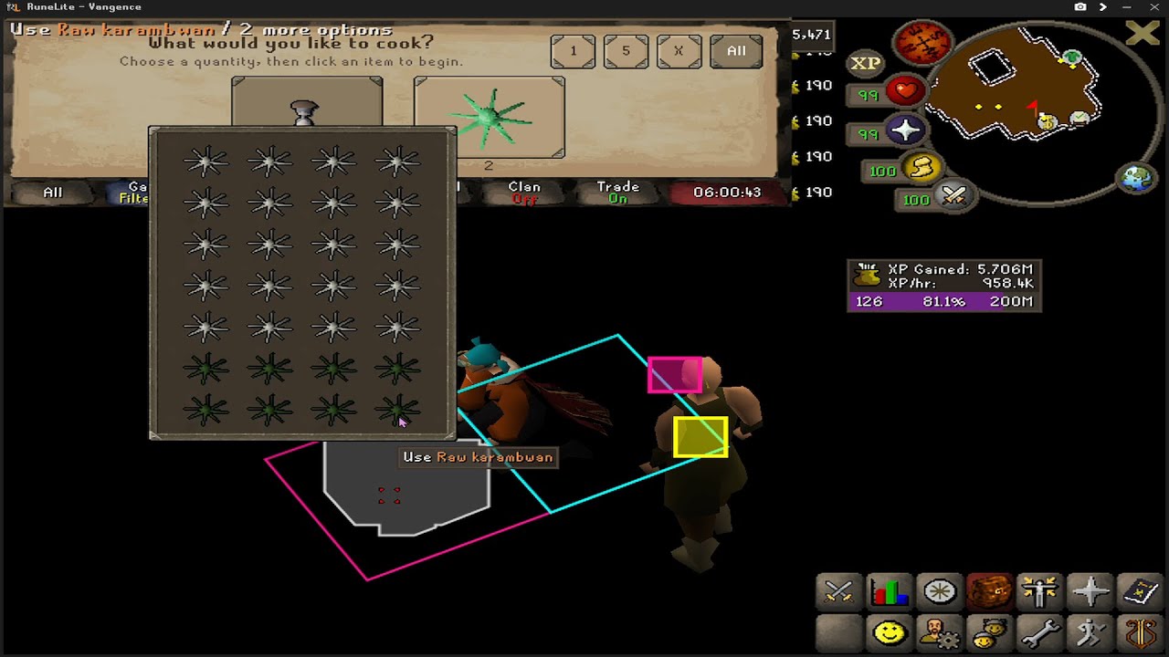 Old School RuneScape | 6 hour Cooking | 1-tick Karambwan | 5,706,080 XP