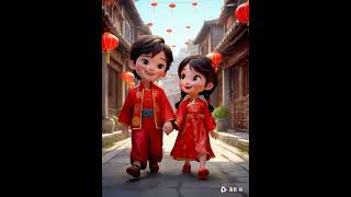 Chinese wedding couple #cartoon #animation #love