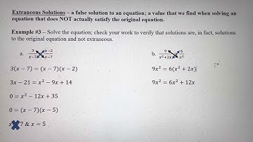 Solving Rational Equations - Check for Extraneous Solutions