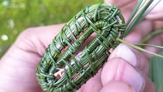 Pine needles basket making tutorial for beginners #pineneedlebasket 