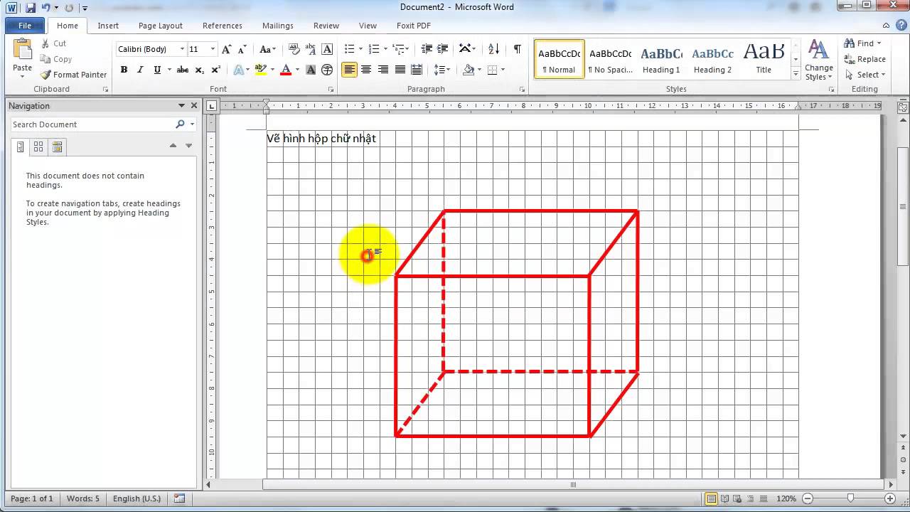 Word 2010 - Ví dụ: Vẽ hình hộp chữ nhật - YouTube
