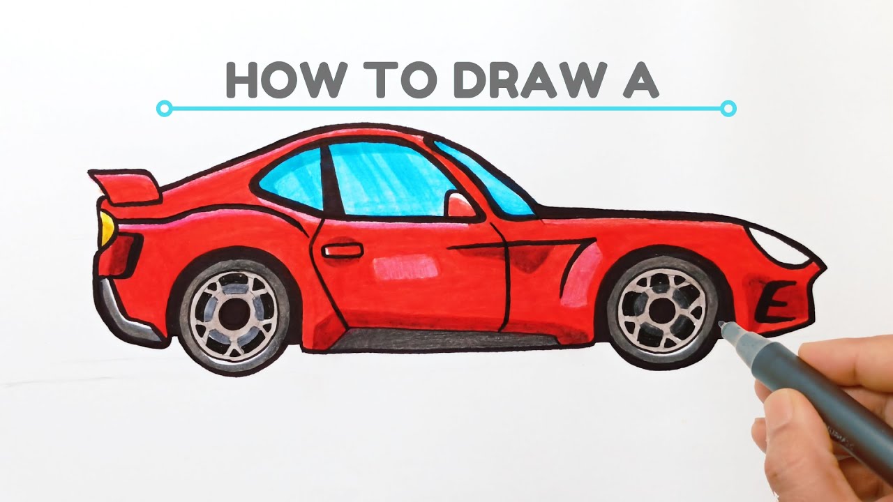 How To Draw A Sports Car Easy Sports Car Drawing tutorial for