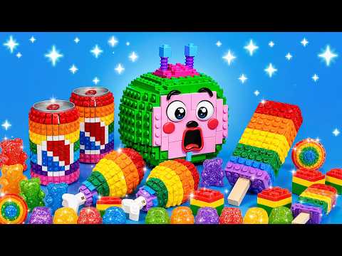 LEGO RAINBOW FOOD : COCOMELON MUKBANG RAINBOW LEGO FOOD (Pizza, Fried Chicken,...) |Bricks World