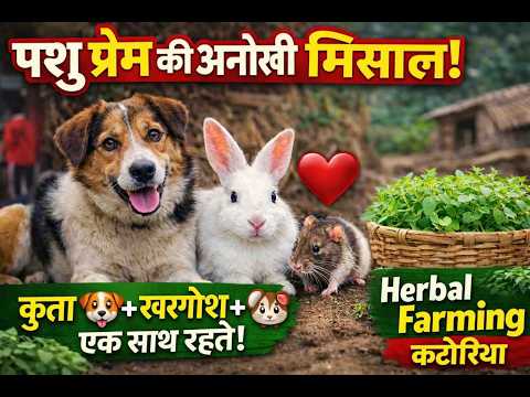 “पशु प्रेम की अनोखी मिसाल 🐶🐰🐭 | कुत्ता-खरगोश-चूहा साथ रहते | Herbal Farming Katoria”