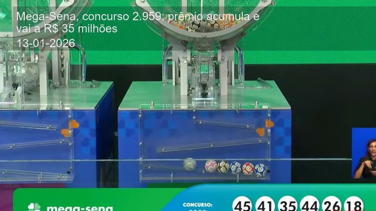 Mega-Sena, concurso 2.959: prêmio acumula e vai a R$ 35 milhões