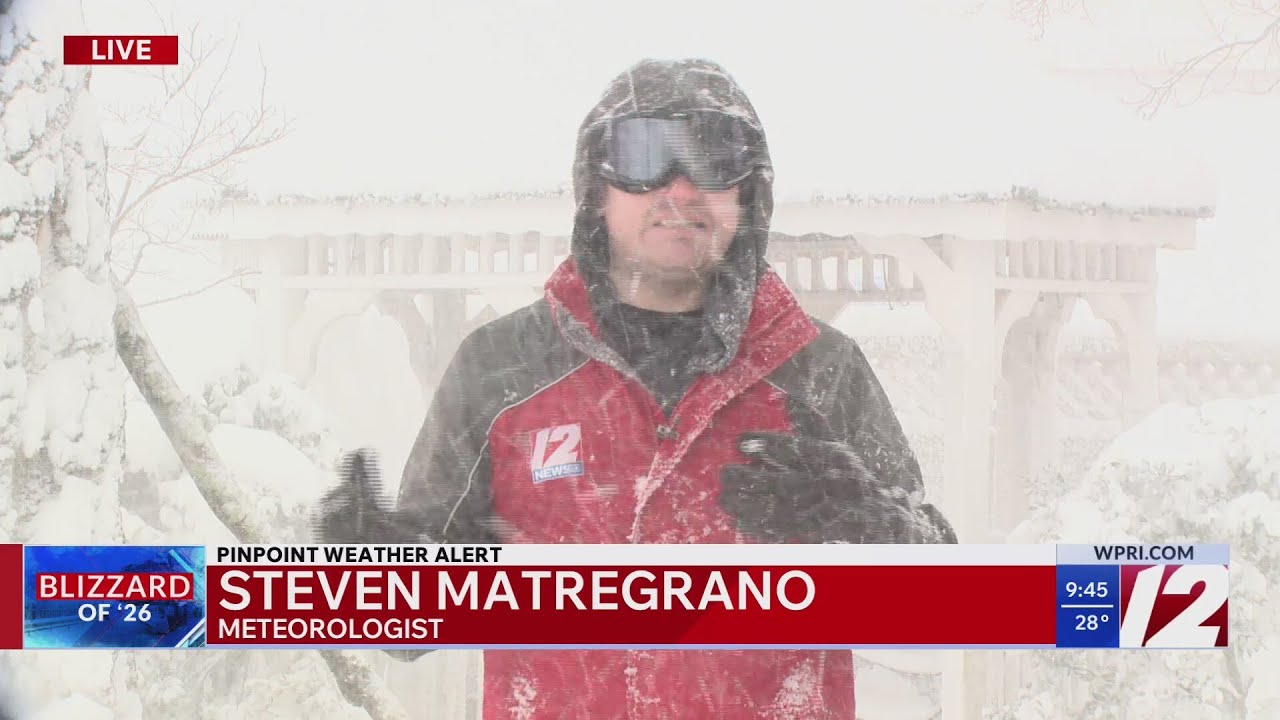 12 News Meteorologist Steven Matregrano in East Providence during the Blizzard of 2026
