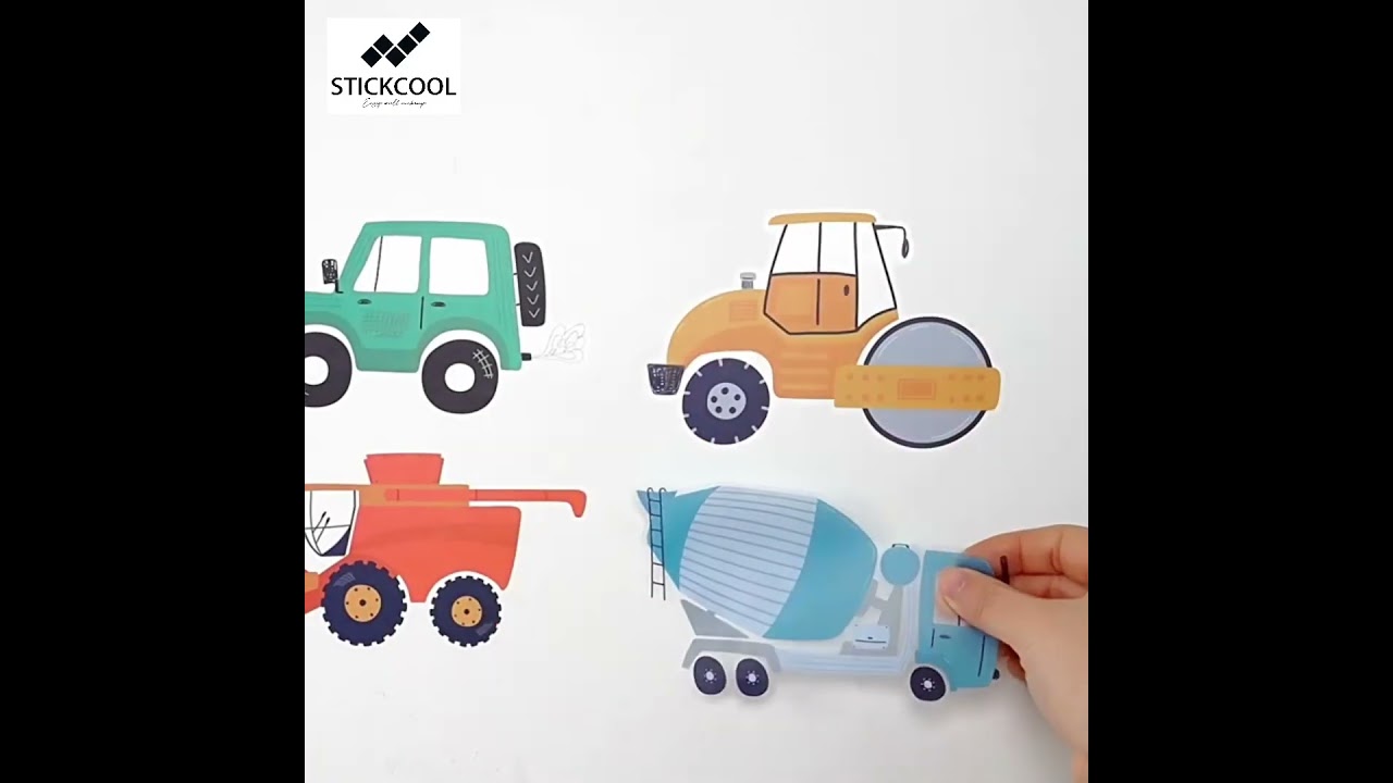 Construction Trucks Wall Decals – 6 Sheets, 90 Pieces – Peel & Stick Boys Room Decor 