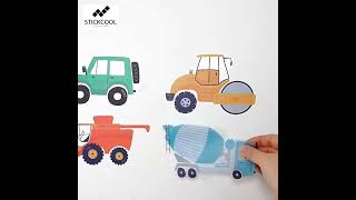 Construction Trucks Wall Decals – 6 Sheets, 90 Pieces – Peel & Stick Boys Room Decor #diy #wallpaper screenshot 1