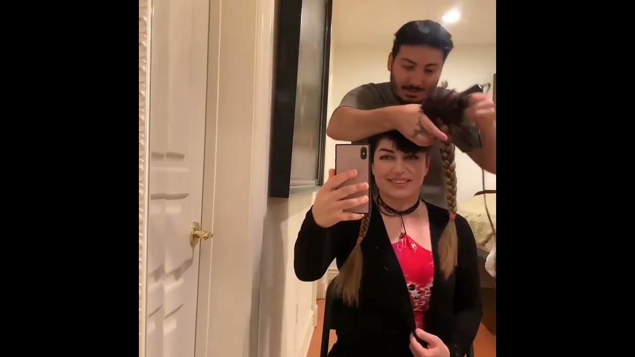 Young woman shaves all of her long hair for money! - Headshave (Part 1)