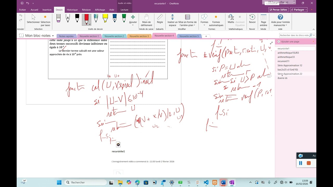 enregistrement : application théorique
