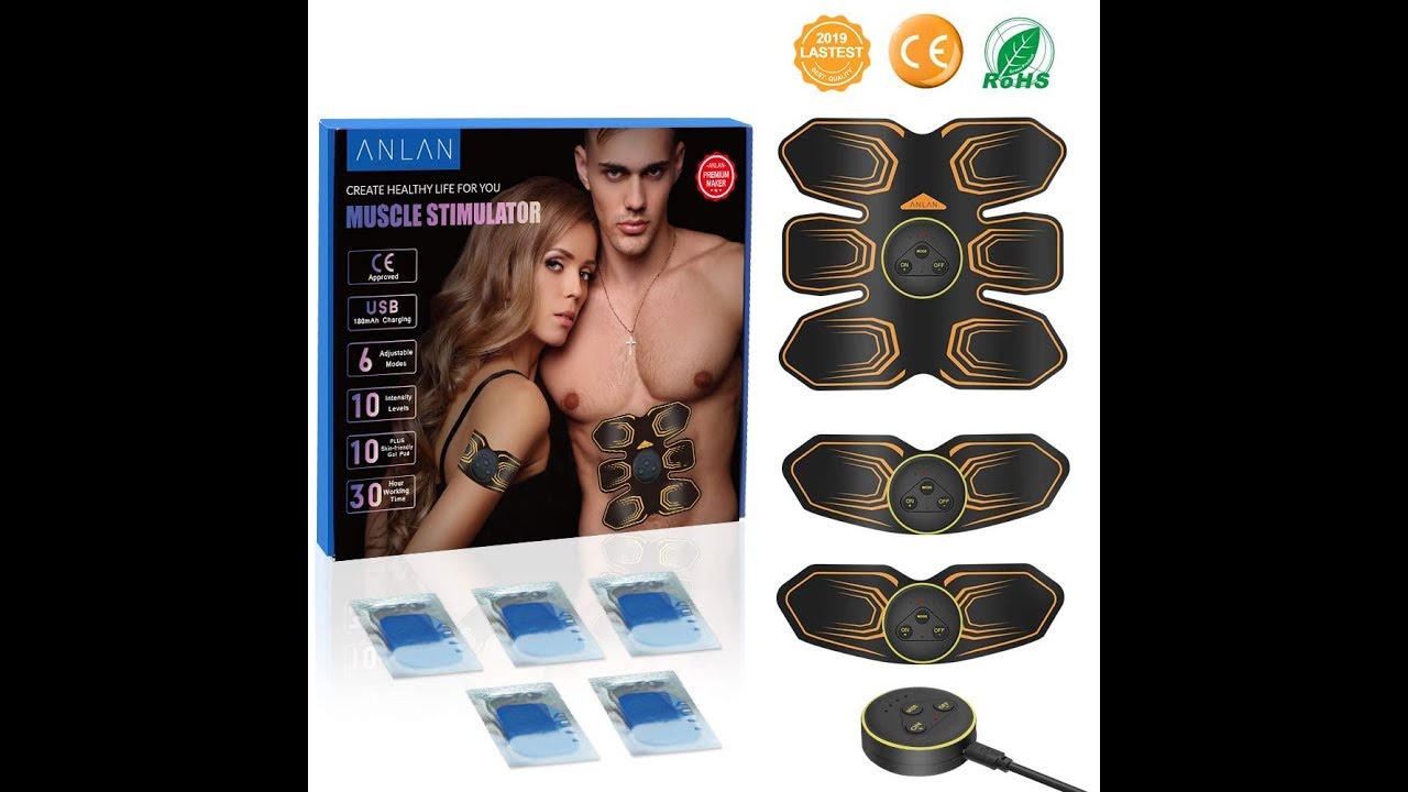 ABS TRAINER EMS Electronic Muscle Stimulator SIX PACK TONER YouTube