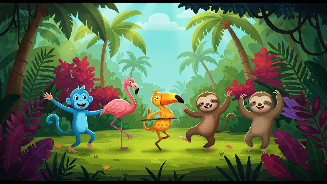 Cartoon Animals Dancing in the Jungle – Cute & Funny AI Animation! 