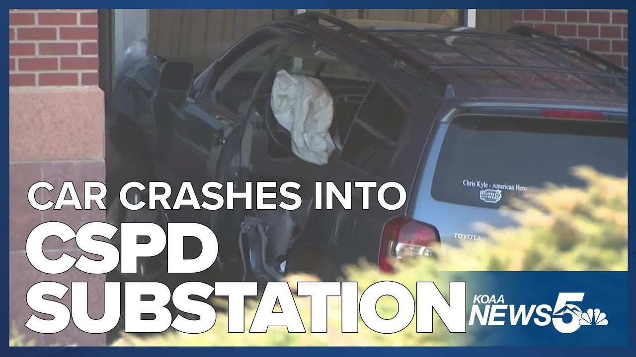 Car crashes into Colorado Springs Police Department substation - YouTube