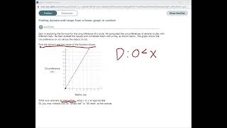 Finding domain and range from a linear graph in context