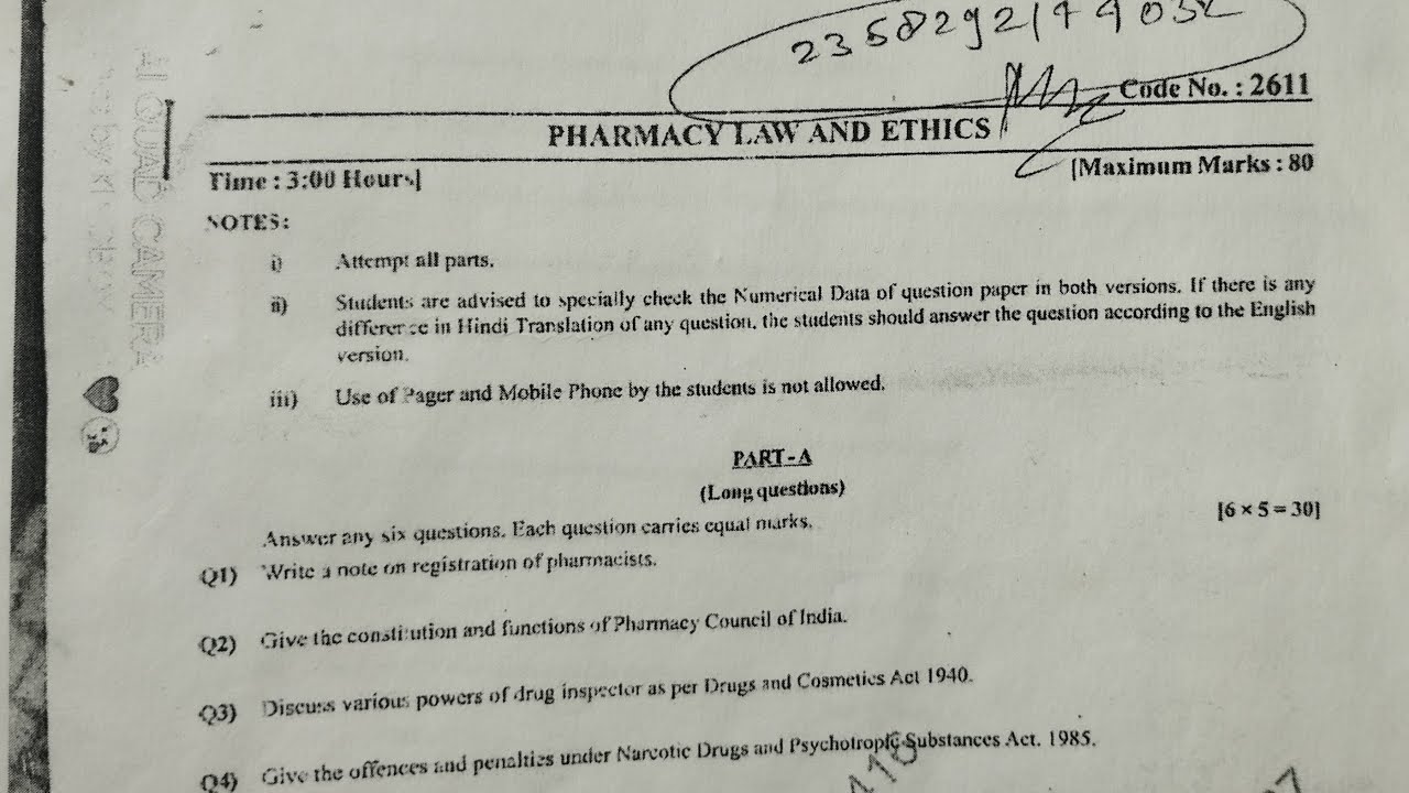 Pharmacy Law & Ethics Paper solution 2023 || D.Pharma 2nd 