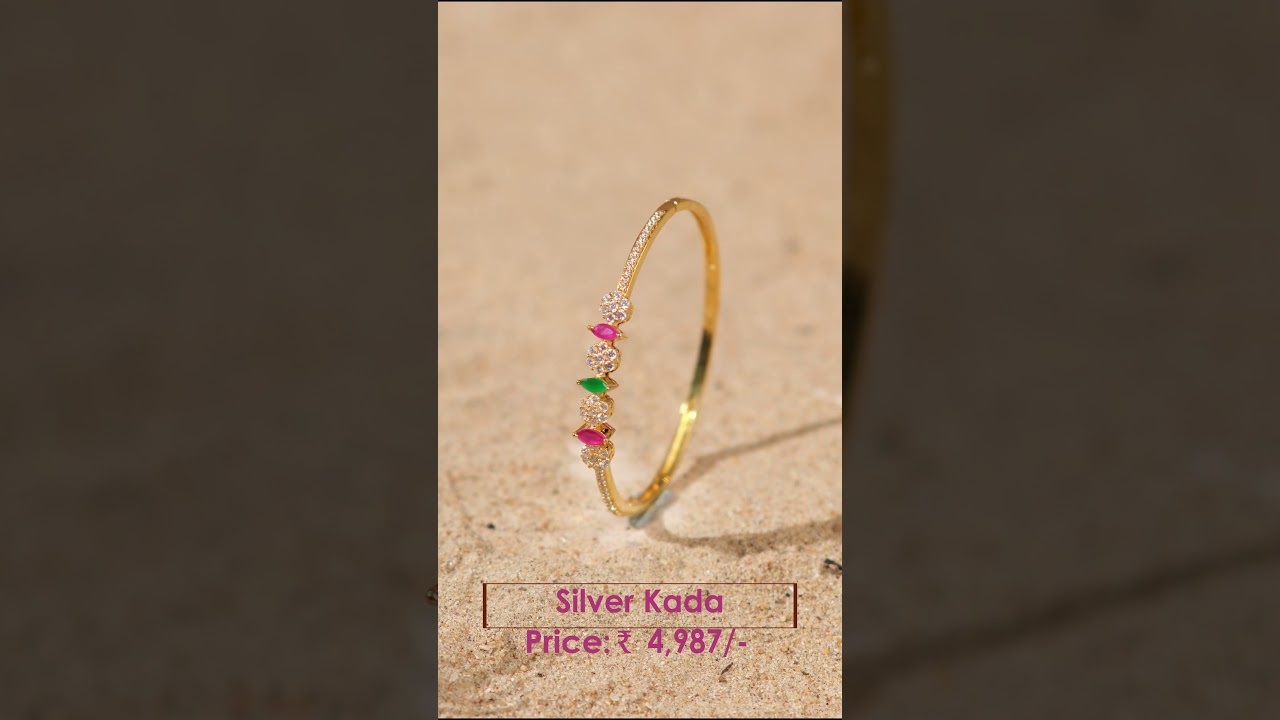 Sleek Stone Kada Bangle with Floral Design | Padmam 