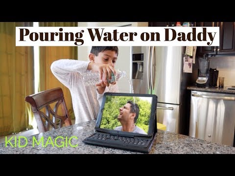 Pouring Water on Dad Through my Ipad Magic Trick