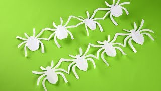 How to make paper spider garlands 🎃 Halloween DIY Tutorial