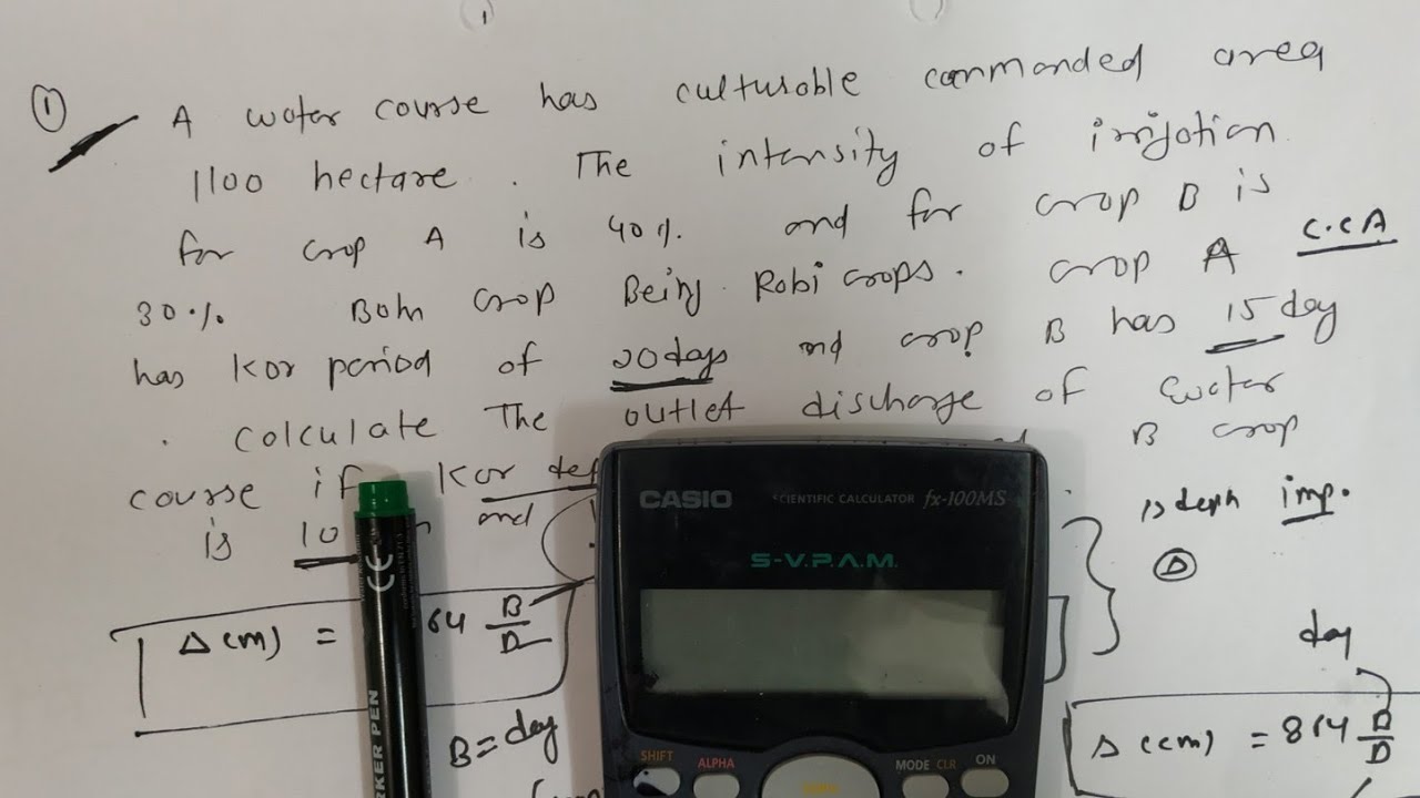 Calculation of outlet discharge of water course in irrigation engineering
