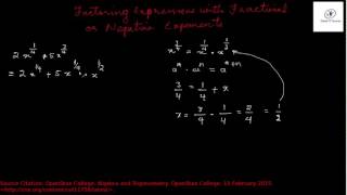 Factoring Expressions with Fractional or Negative Exponents - Algebra Course
