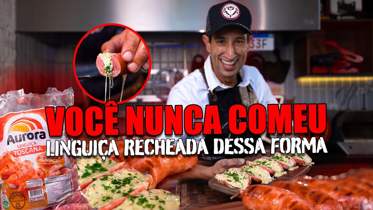 Como Fazer Linguiça recheada com creme de queijos e alho | Netão Bom Beef