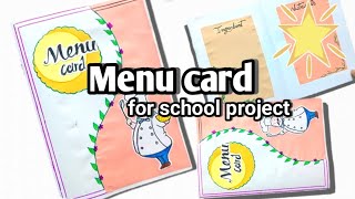 Menu card | for school project | Home science project