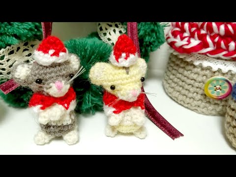 クリスマス 白猫 あみぐるみ サンタ服 編み物】ハムスターのドール用サンタ服を作ってみた☆ How to Crochet