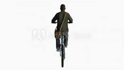 3d render green screen chroma key animation isolated African man riding bicycle from back and top