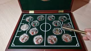 Обзор коллекции серебряных монет "Чемпионат мира по футболуFIFA 2018 в России", состоит из 14 монет