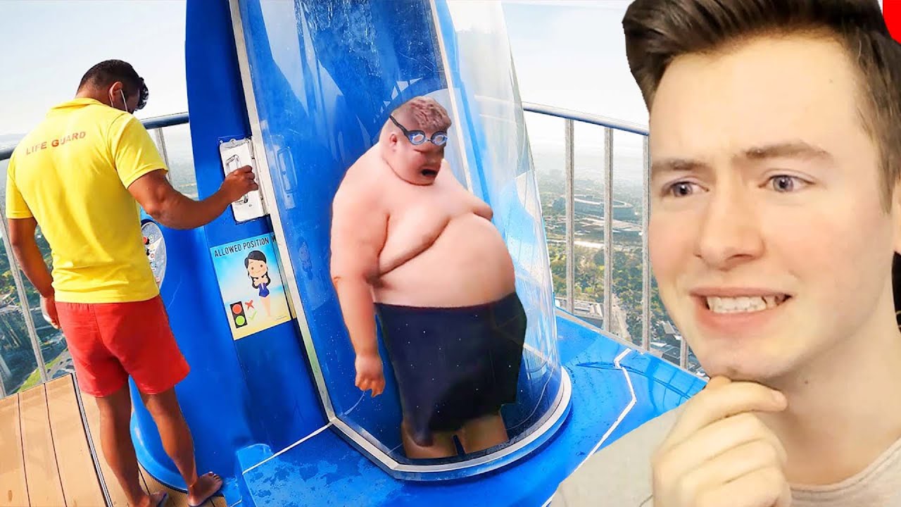 Er steckt in der WASSERRUTSCHE fest..😭