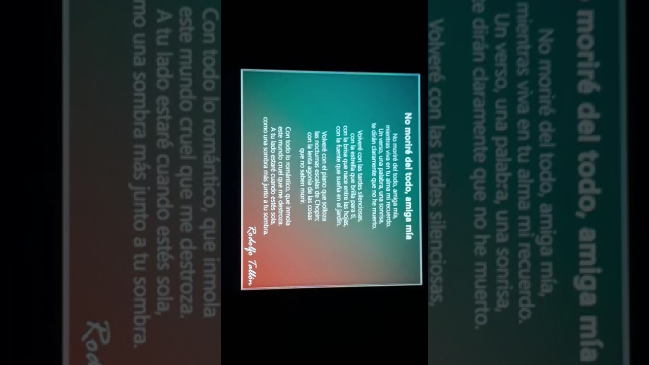 Poema declamación, no moriré del todo, amiga mía. - YouTube