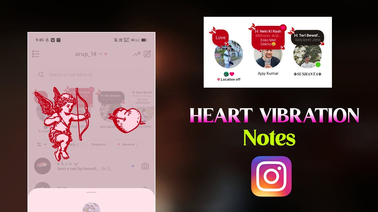 Instagram Note Me Heart Emoji Vibration Effect Kaise Lagaye | Instagram Valentines Day Note 