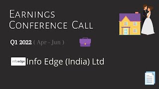 NAUKRI Info Edge Ltd. | Q1 2022 | Earnings Conference Call by Earnings Conference Calls 49 views 2 years ago 1 hour, 7 minutes