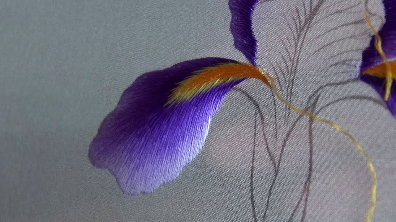 Hand embroidery苏绣(苏州刺绣针法教程) 両面刺繍Iris(2) - YouTube