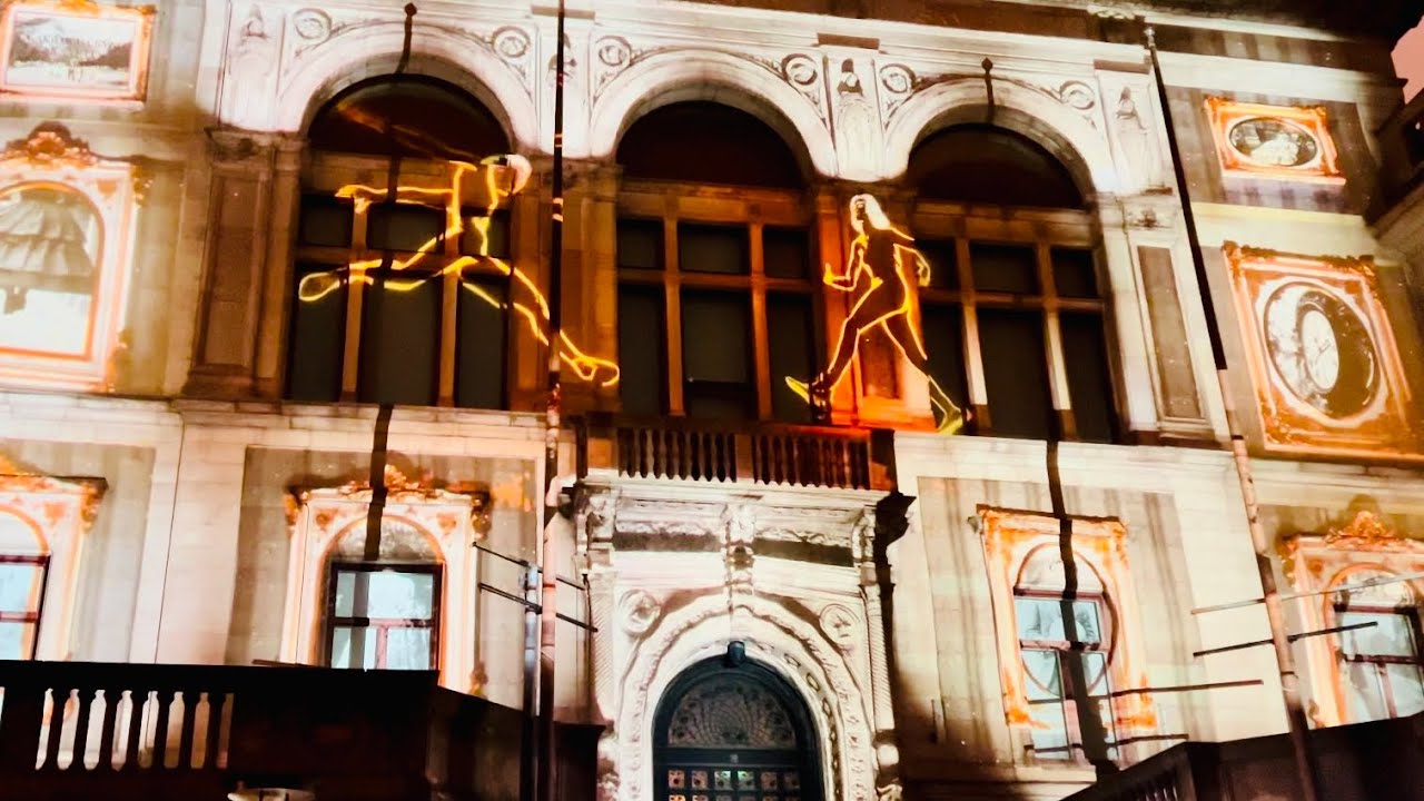 Nobel week lights in Stockholm: “Love at first sight”. Spectacular light show. 