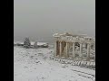 Acropolis in athens covered by snow