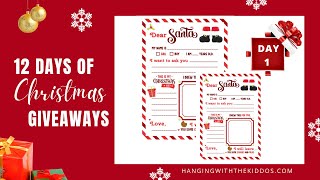 12 Days of Christmas Giveaways| Day 1 Free Letter to Santa Printable ￼
